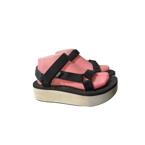 Teva Women's Flatform Universal Platform Sandals Size 8 Hook And Loop Black - Picture 1 of 8